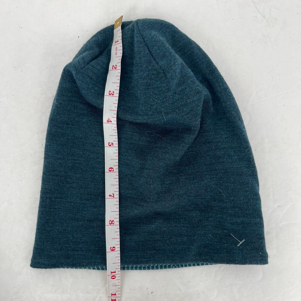 Smartwool Thermal Merino Reversible Beanie Blue Pattern Cuffed Wool Hat - Picture 8 of 8